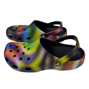 Crocs Classic Solarized Clog Mens 12 Rainbow Multi‎ Color Black Red Blue Green